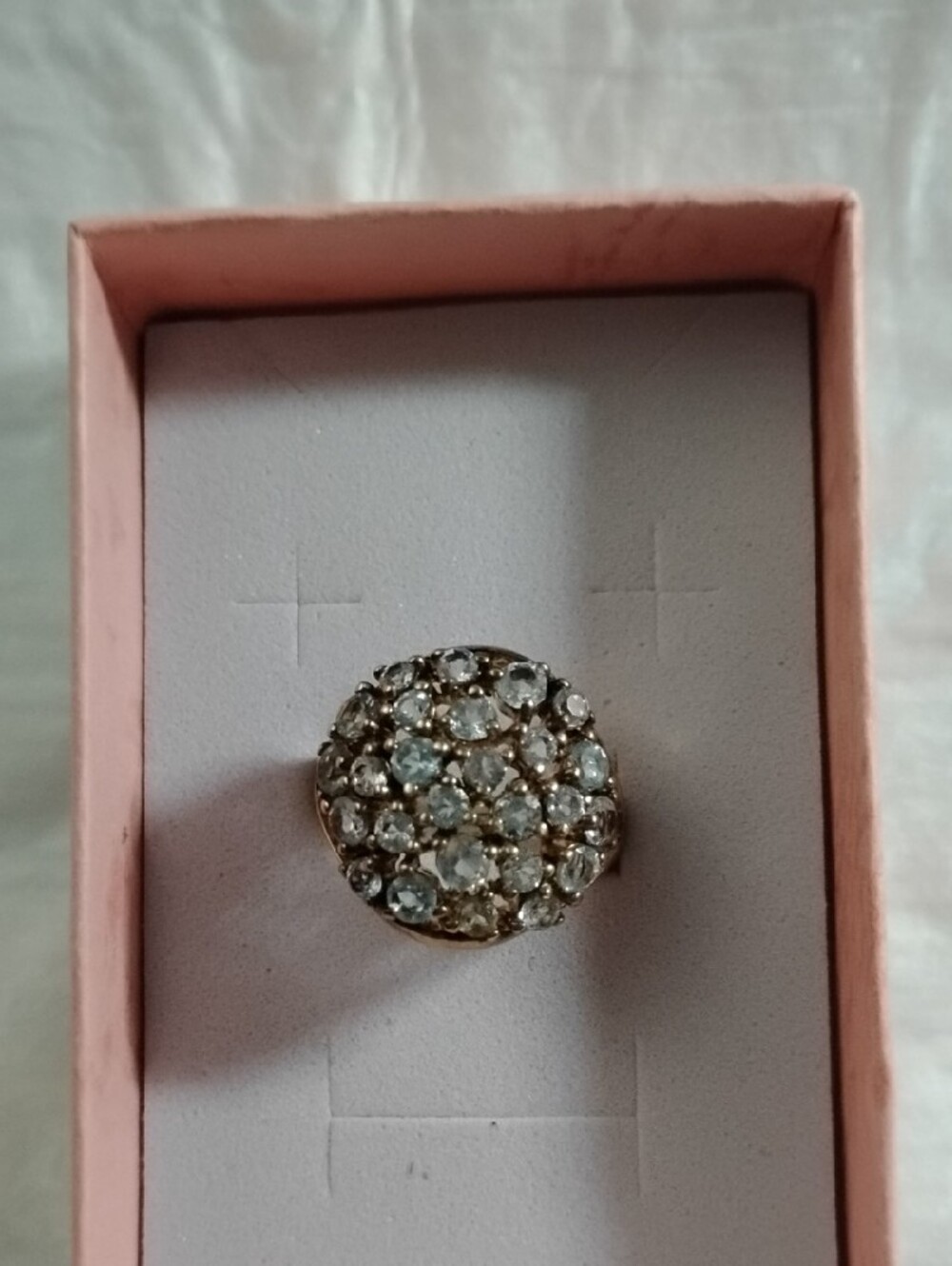 Sevilla Silver with Technibond Blue Topaz Cluster Ring Size 7-1/4
